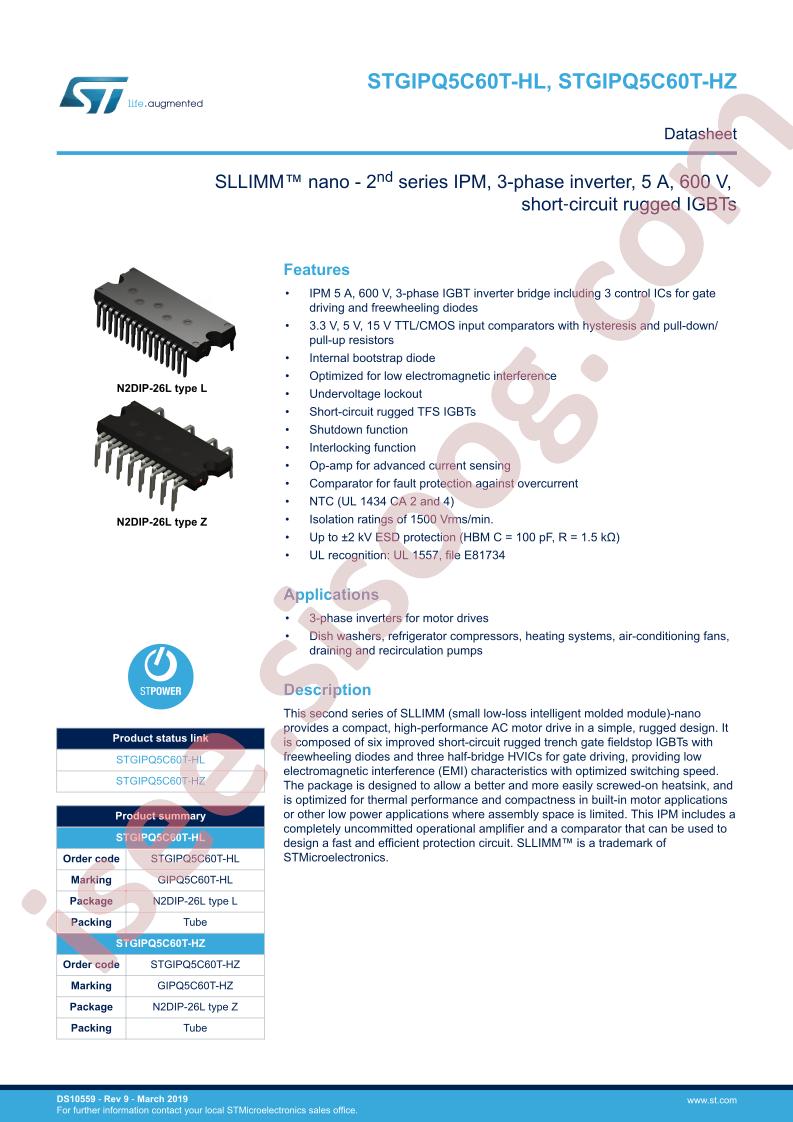 STGIPQ5C60T-H(L,Z) Datasheet