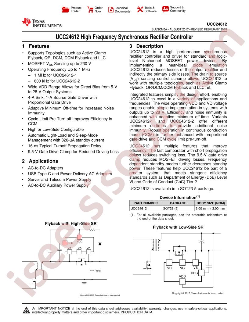 UCC24612 Datasheet