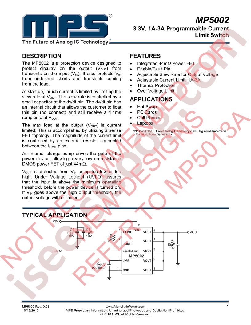 MP5002 Datasheet