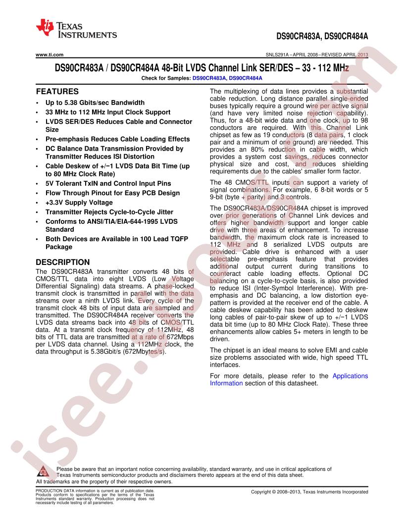 DS90CR483A/484A