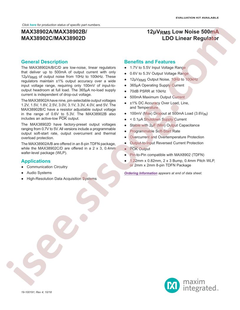 MAX38902A,B,C,D Datasheet*