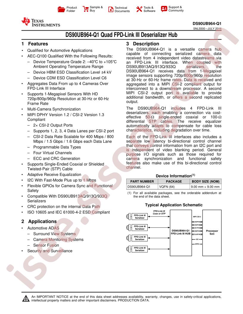 DS90UB964-Q1 Datasheet