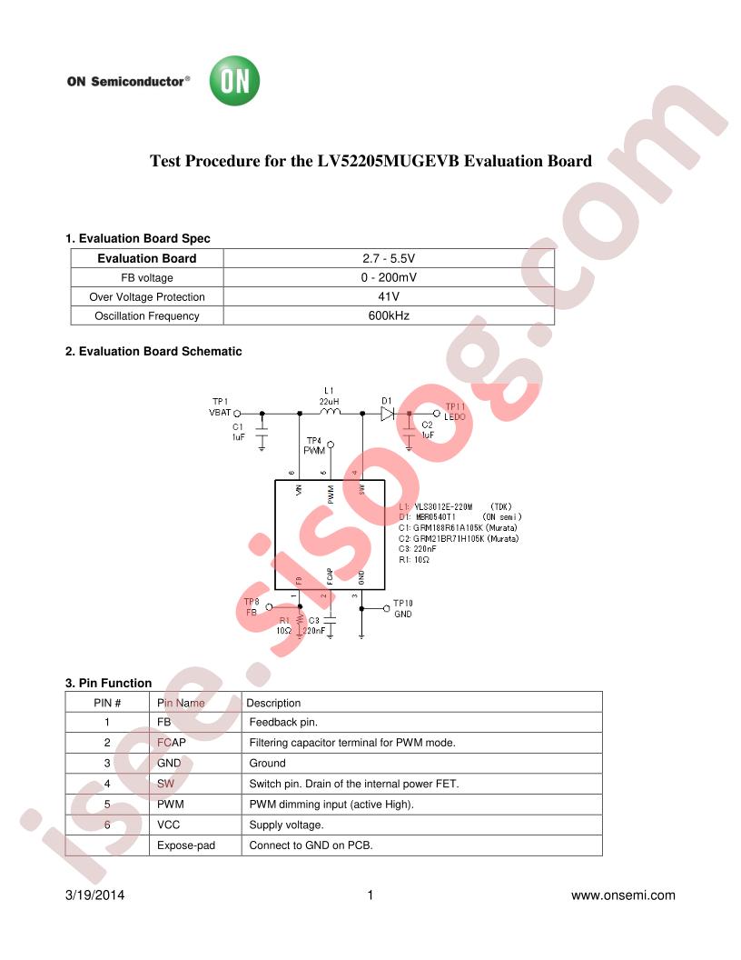 LV52205MUGEVB Test Procedure