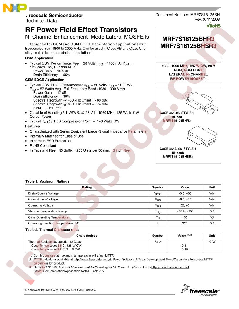 MRF7S18125BHR3/HSR3