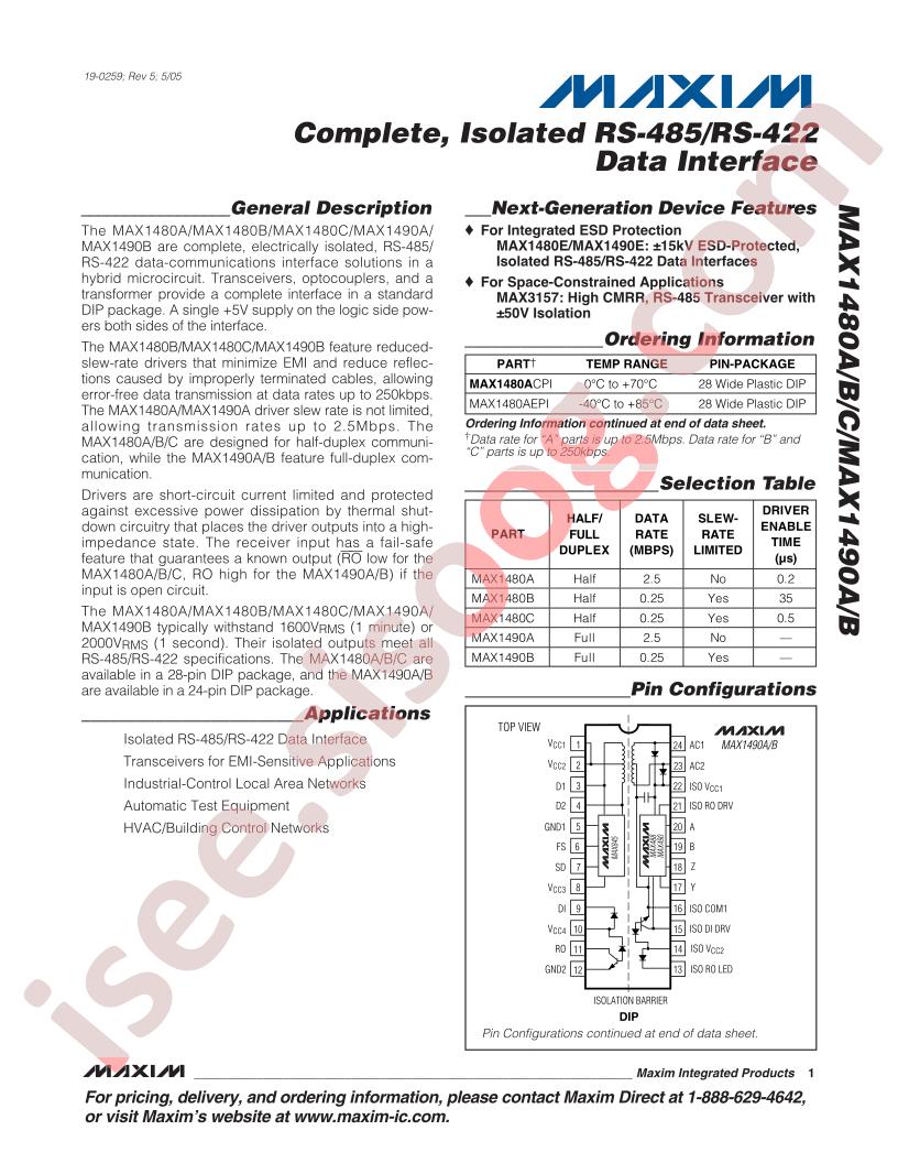 MAX1480A,B,C, 90A,B