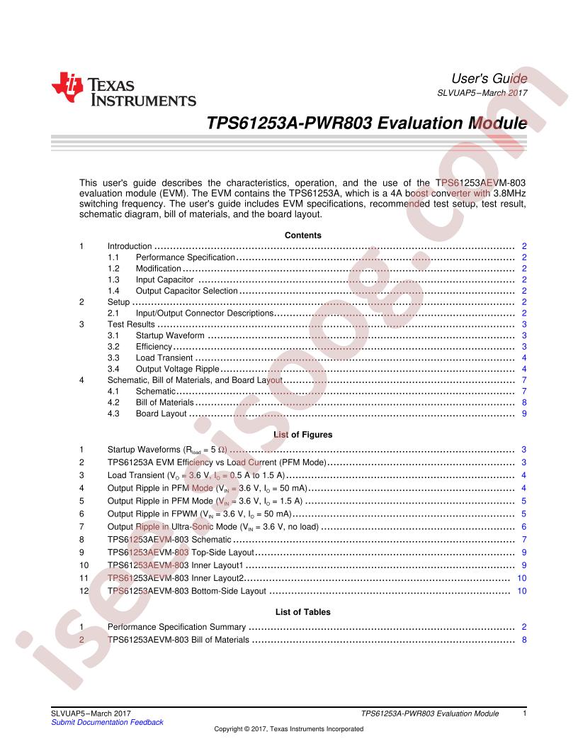 TPS61253AEVM-803 User Guide