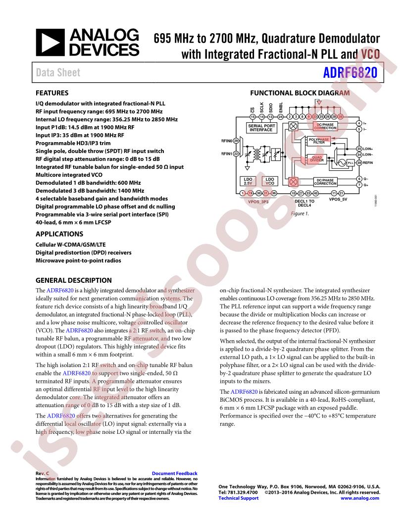 ADRF6820 Datasheet