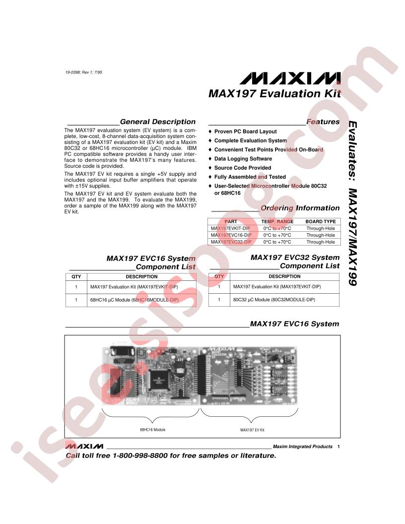 MAX197 Eval Kit