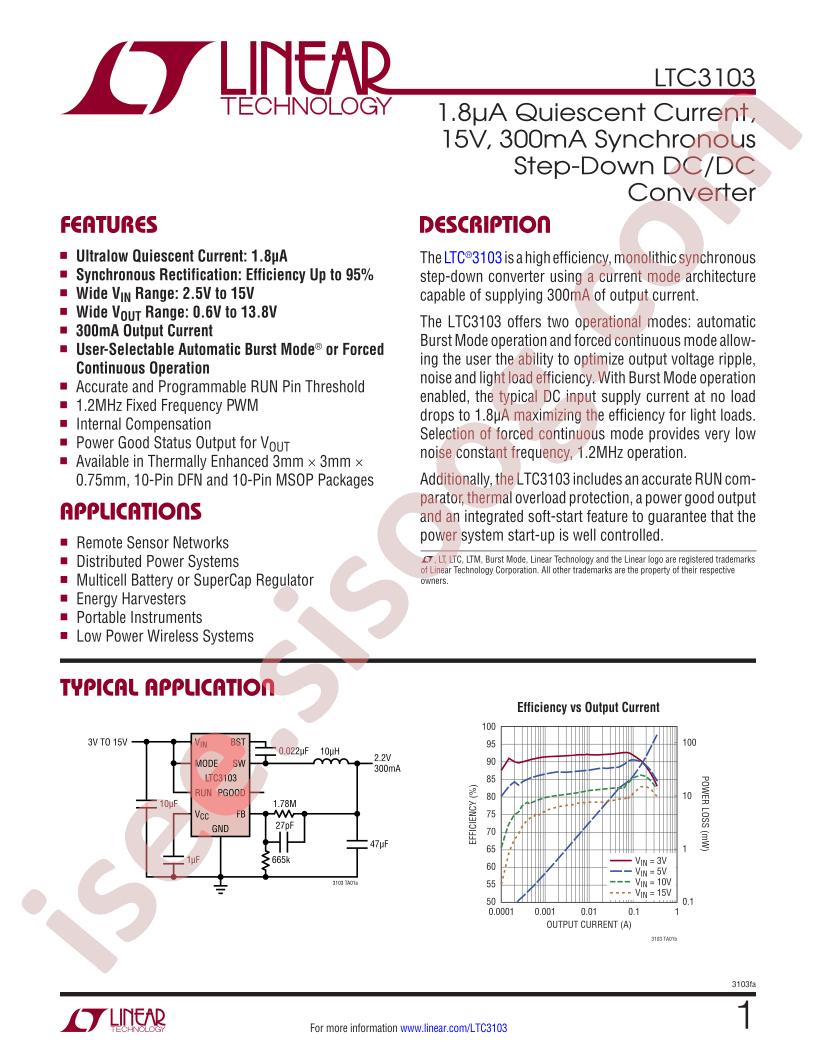 LTC3103 Datasheet