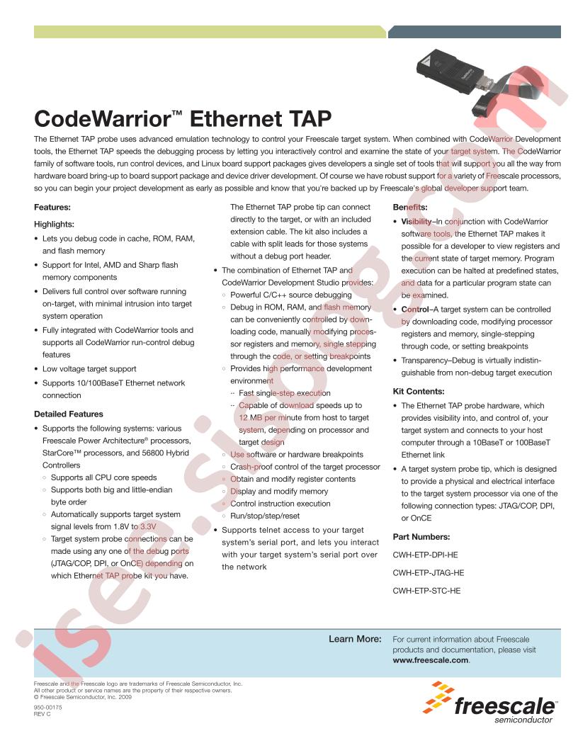 CodeWarrior Ethernet TAP