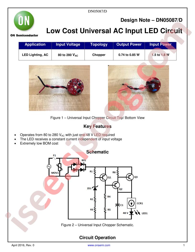 Low Cost Universal AC Input LED Circuit