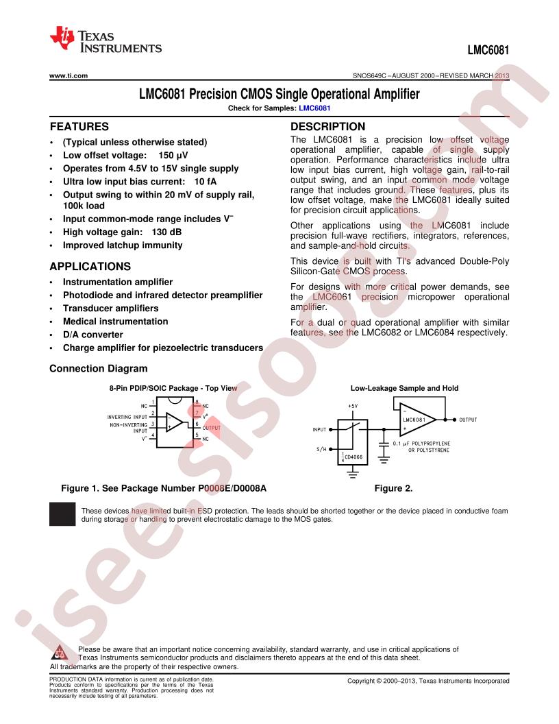 LMC6081 Datasheet