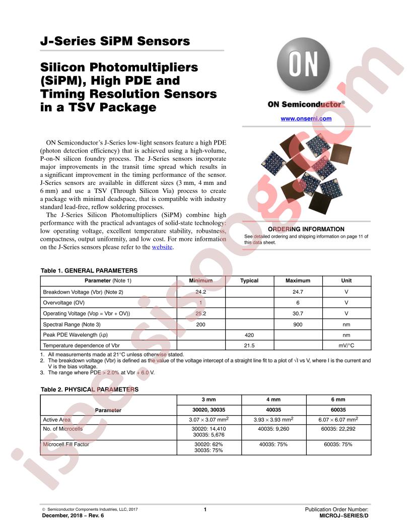 J-Series SiPM Sensors