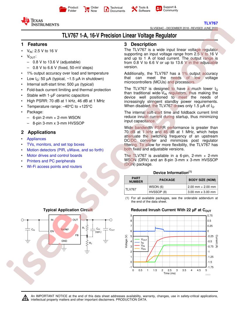 TLV767 Datasheet
