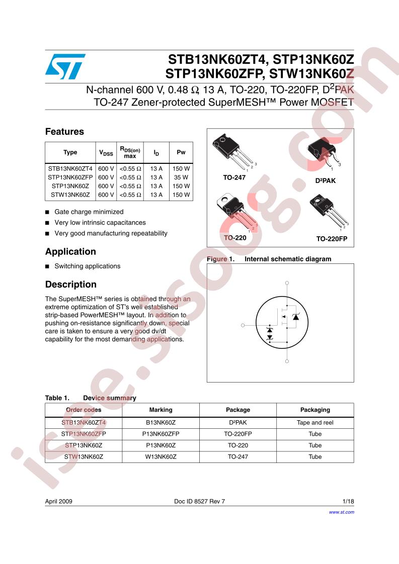 STx13NK60Z(FP,T4)