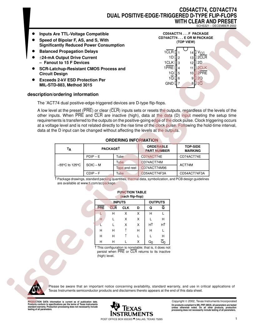 CD(54,74)ACT74 Datasheet