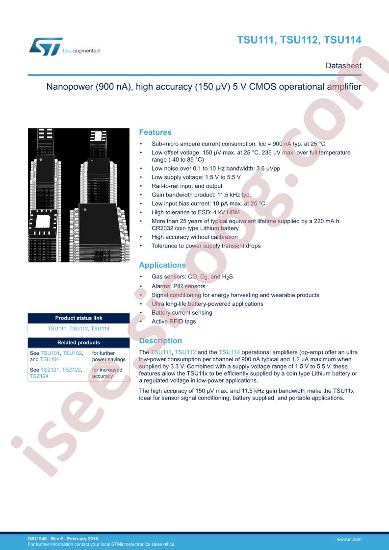TSU111, TSU112, TSU114 Datasheet
