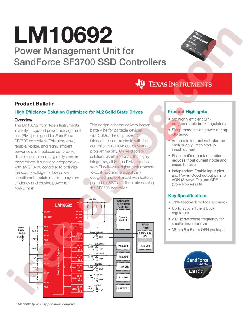 LM10692 Product Bulletin