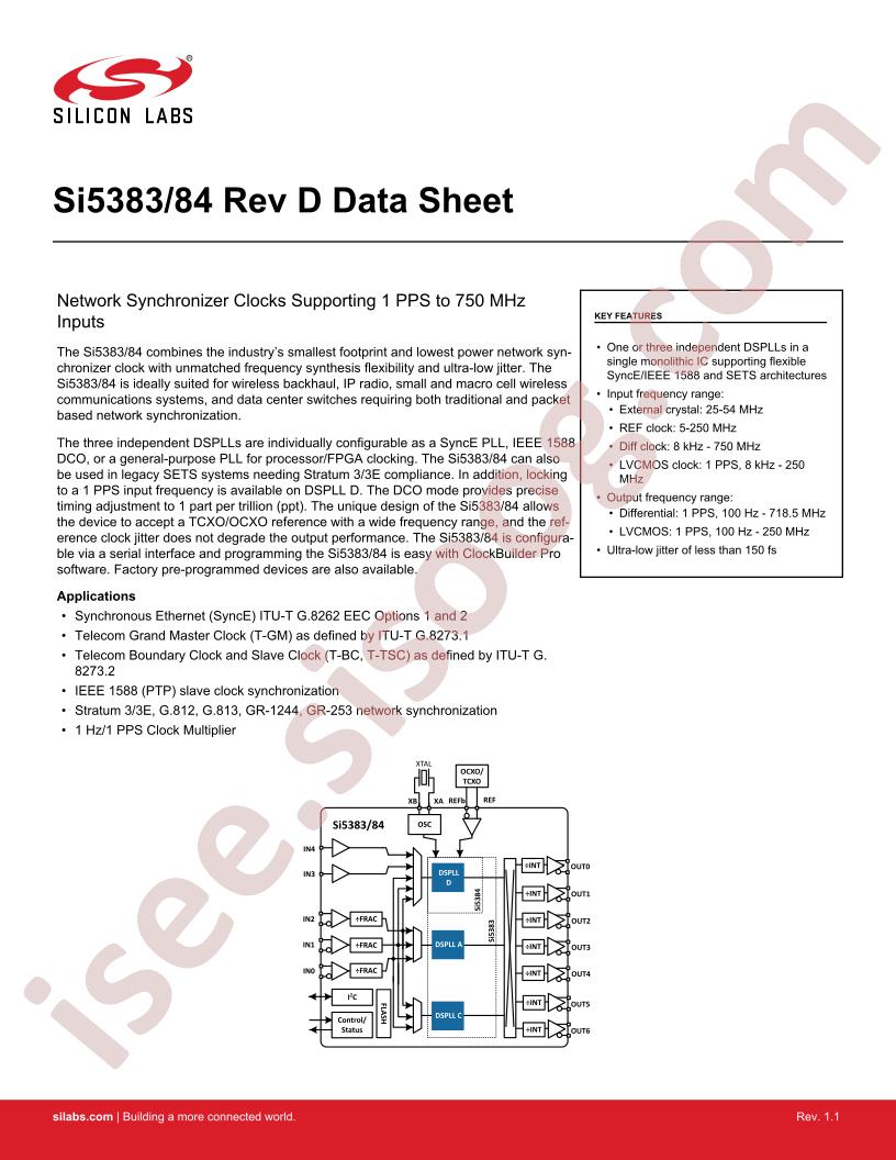 SI5383, SI5384 Datasheet