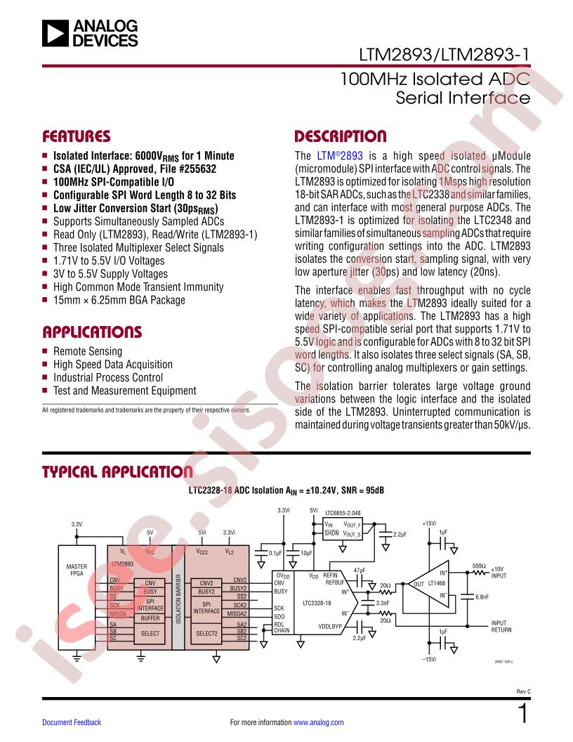 LTM2893(-1) Datasheet