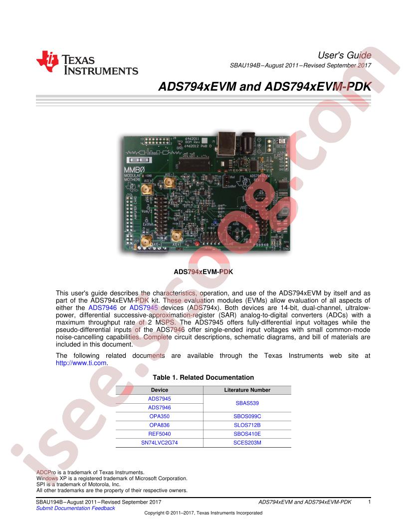 ADS794xEVM(-PDK) User Guide