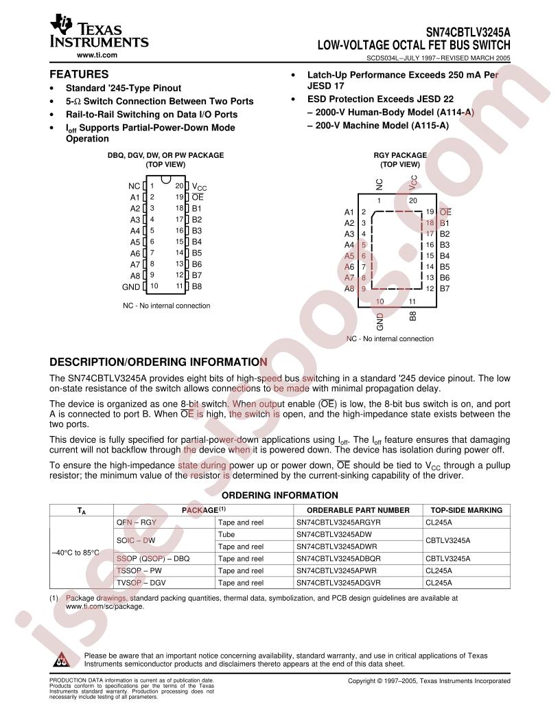 SN74CBTLV3245A Datasheet