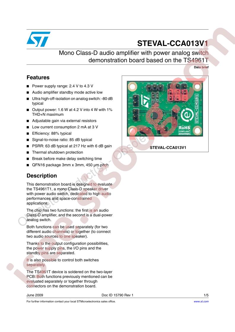 STEVAL-CCA013V1 Data Brief