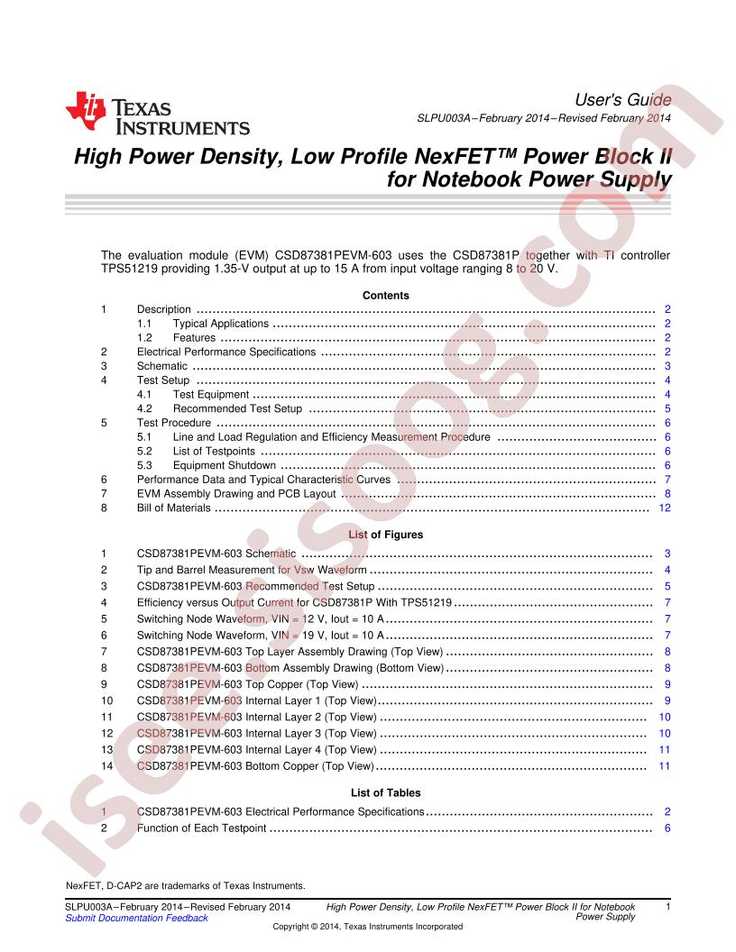 CSD87381PEVM-603 User Guide