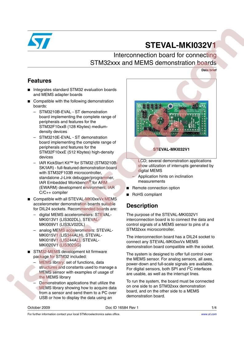 STEVAL-MKI032V1 Data Brief
