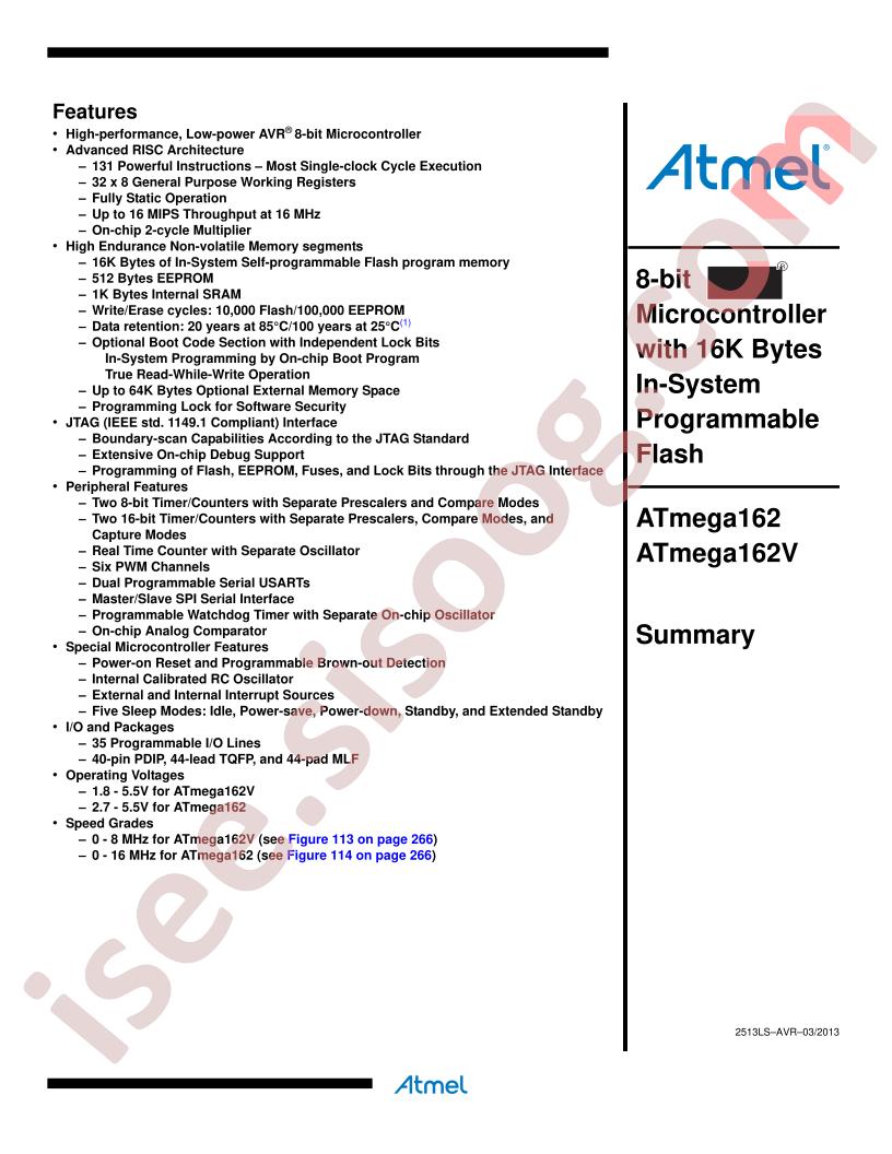 ATMEGA162(V) Summary