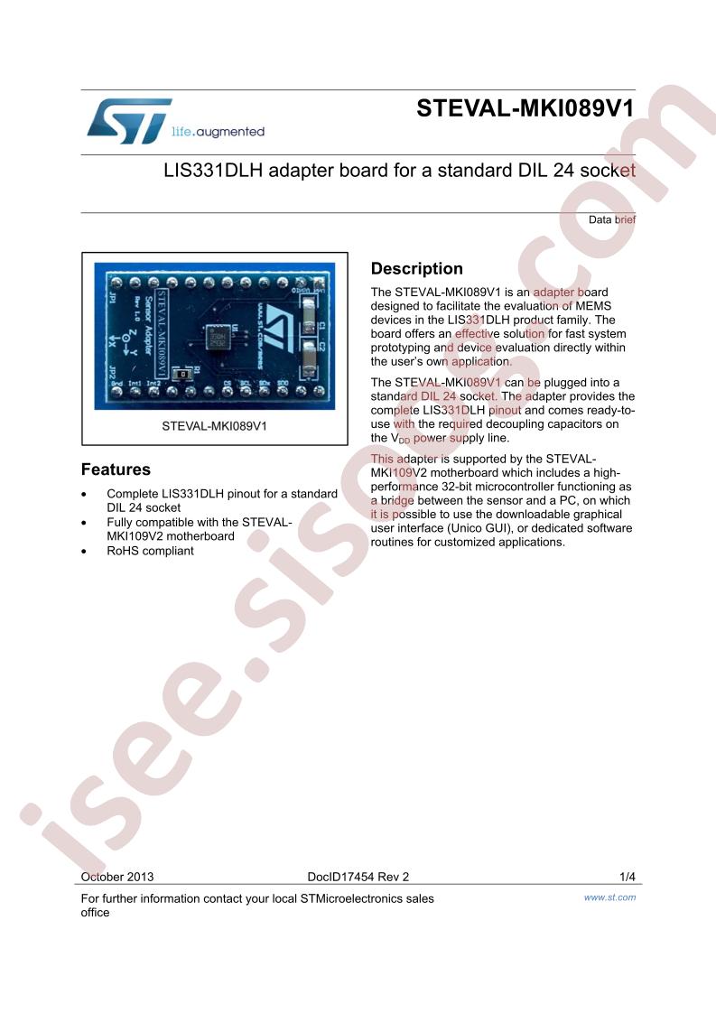 STEVAL-MKI089V1 Data Brief