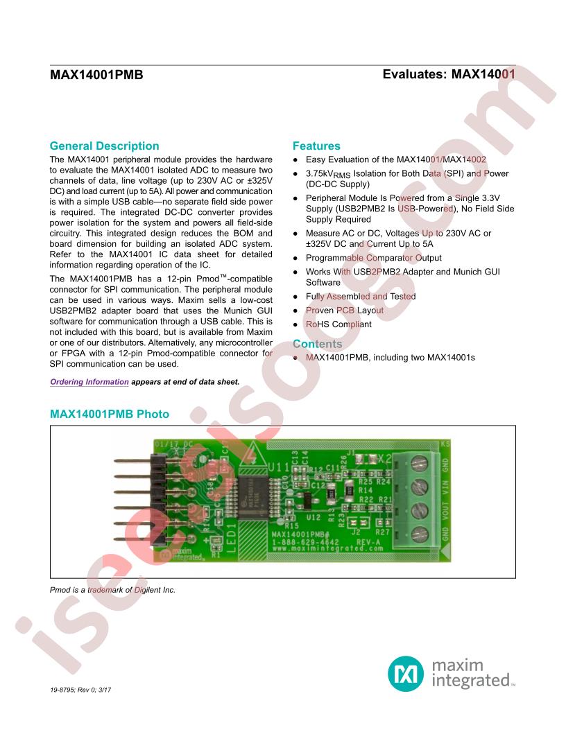 MAX14001PMB Datasheet