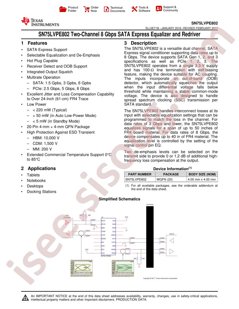 SN75LVPE802 Datasheet