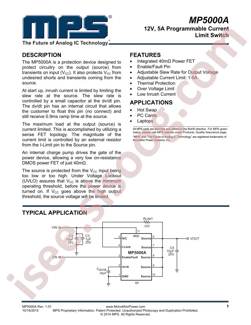 MP5000A Datasheet