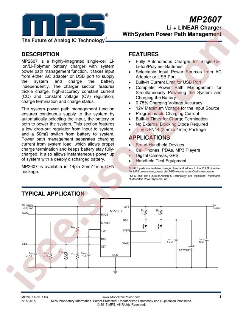 MP2607 Datasheet