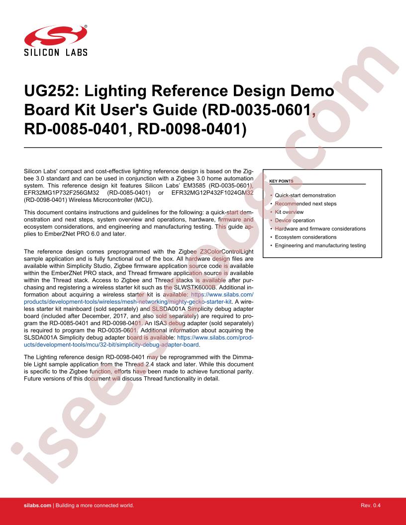 RD-0085-0401, RD-0035-0601 User Guide