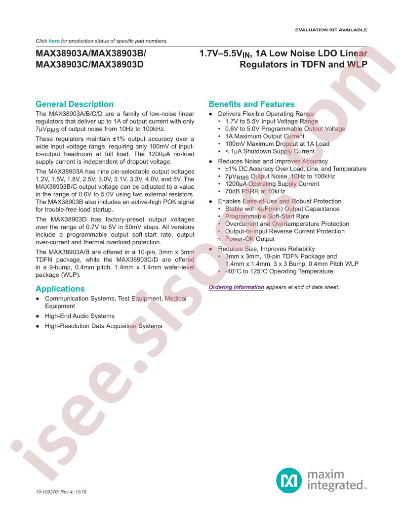 MAX38903A/B/C/D Datasheet