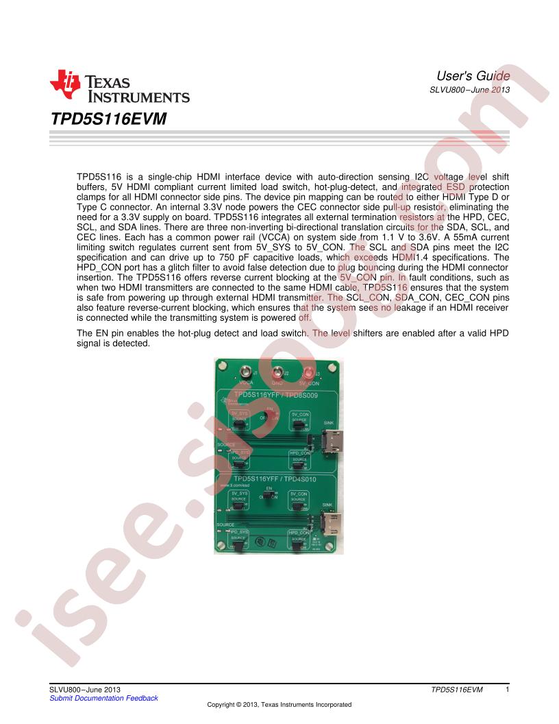 TPD5S116EVM User Guide User Guide