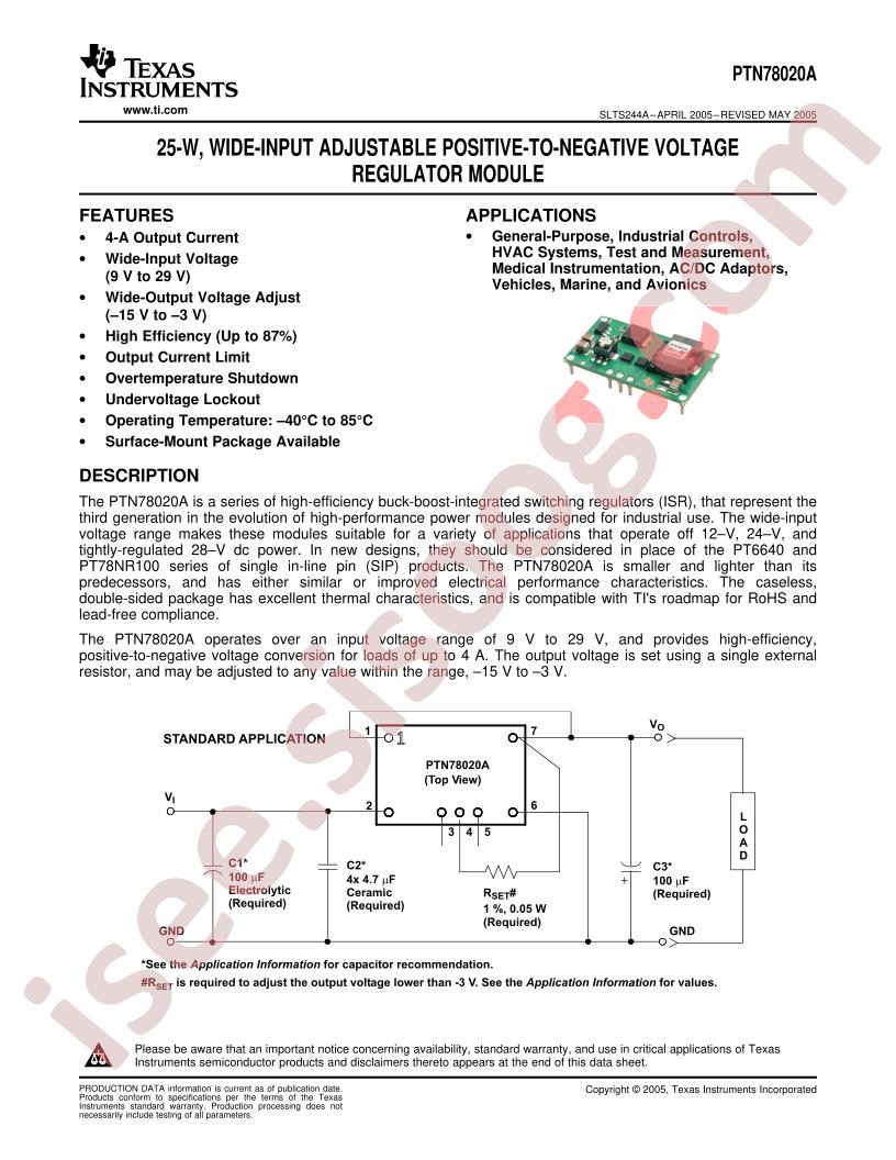 PTN78020A Series
