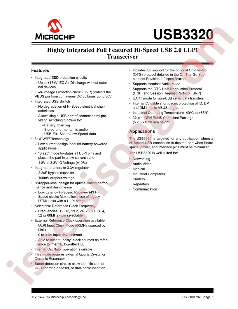 USB3320 Datasheet