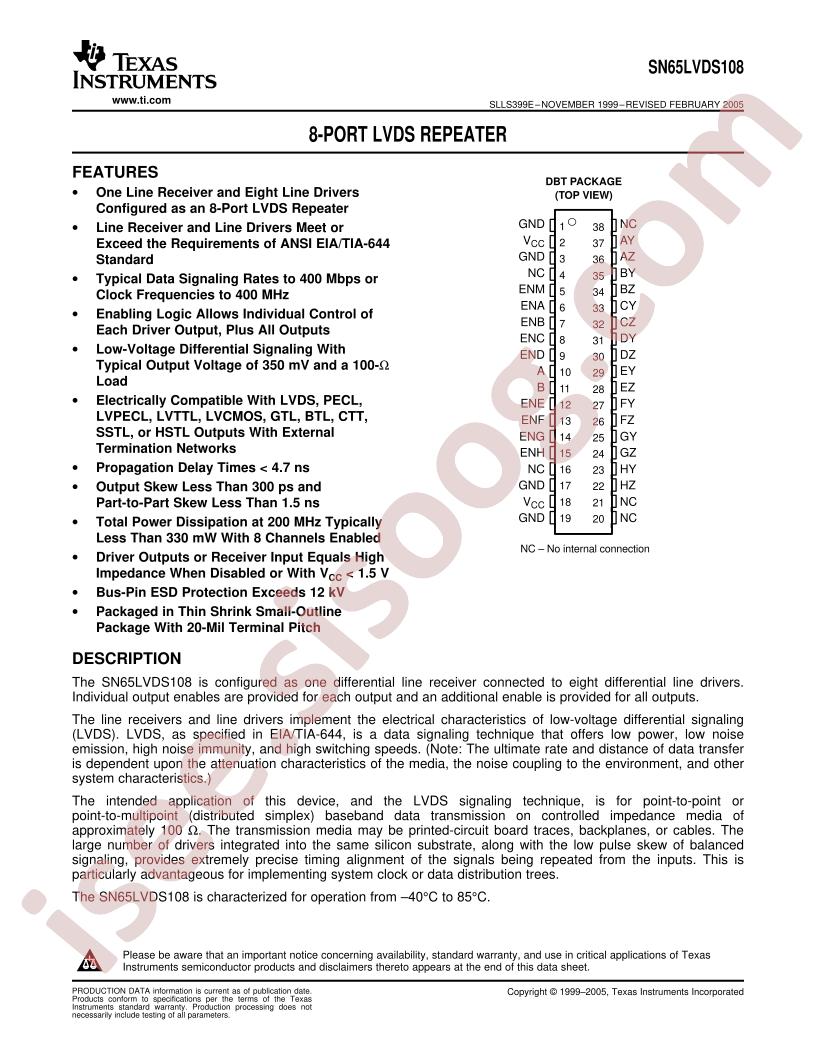 SN65LVDS108 Datasheet