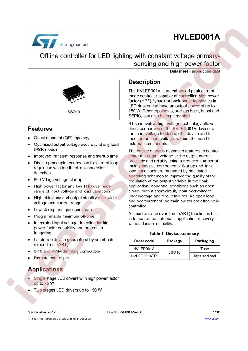 HVLED001A Datasheet