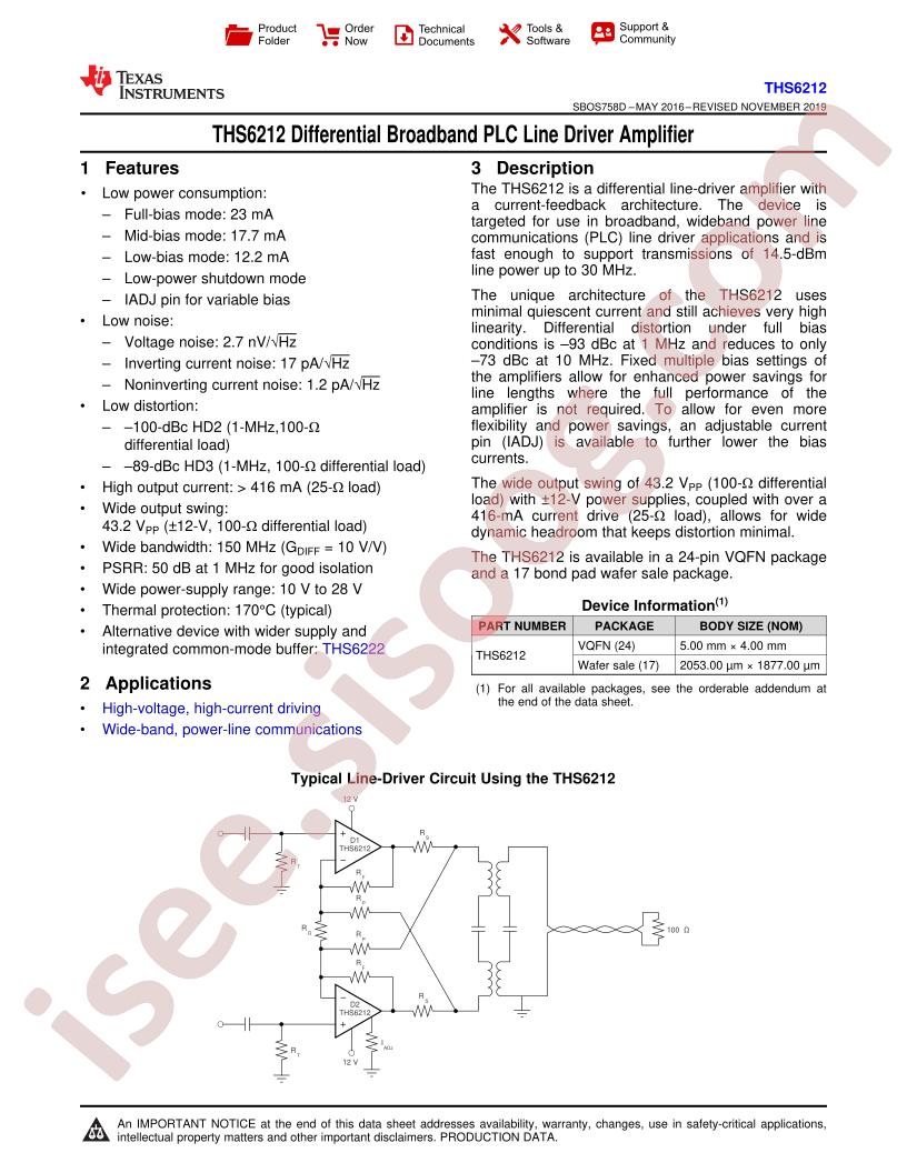 THS6212 Datasheet