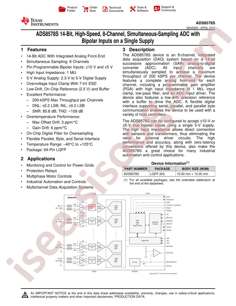 ADS8578S Datasheet