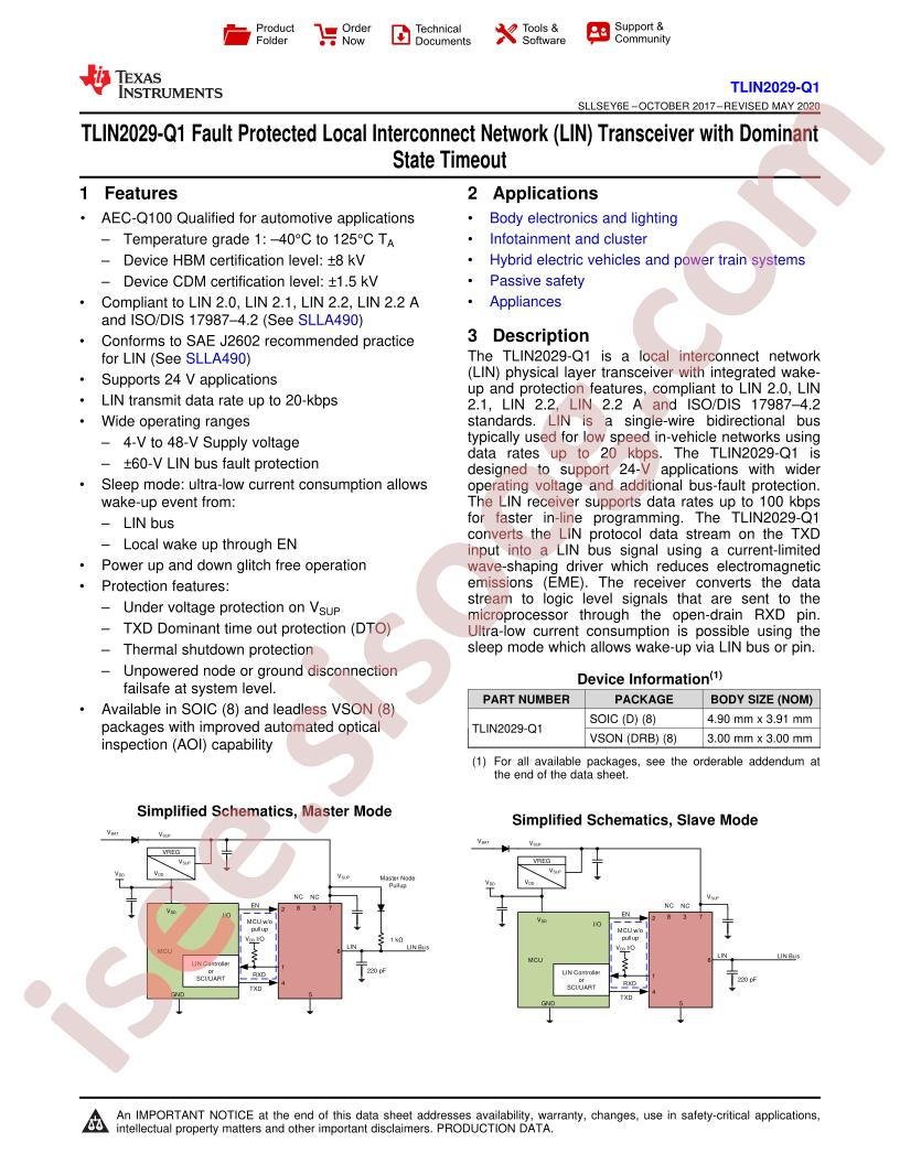 TLIN2029-Q1 Datasheet
