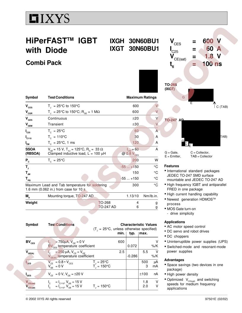 IXG(H,T)30N60BU1