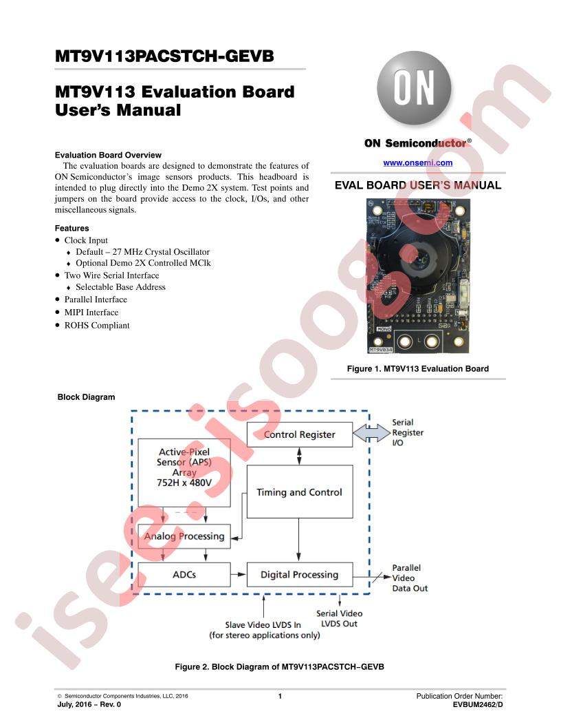 MT9V113PACSTCH-GEVB Manual