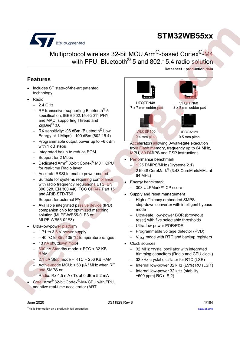 STM32WB55xx Datasheet