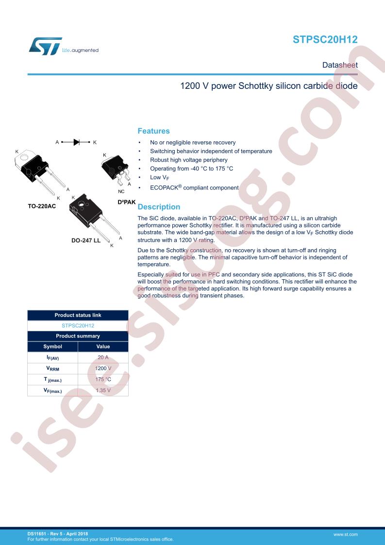 STPSC20H12 Datasheet