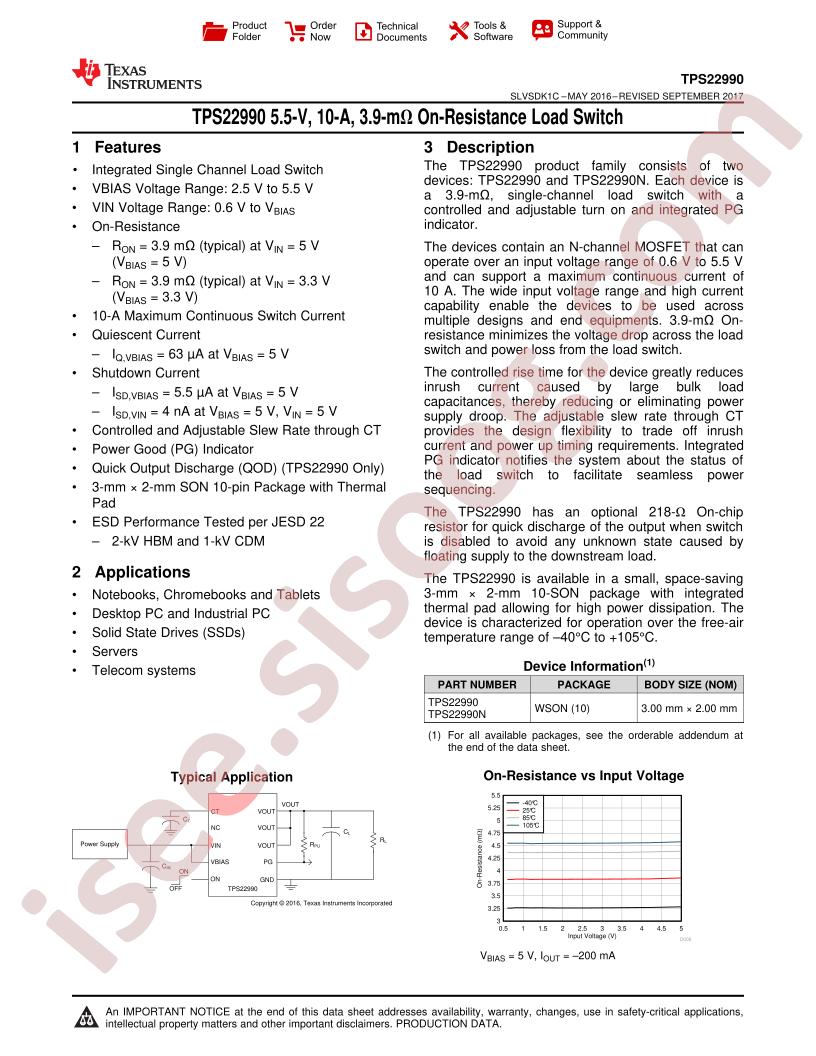 TPS22990 Datasheet